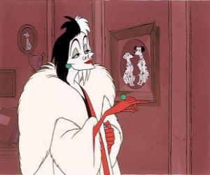Puzle A malvada Cruella De Vil ou Cruela Cruel em sua casa