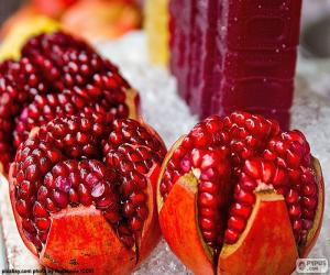 Puzle A romã é uma fruta que tem um interior cheio de sementes ou grãos