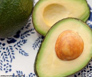 Puzle Abacate, fruto e fruto partido ao meio com a semente