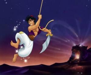 Puzle Aladdin lutando com sua espada