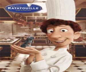 Puzle Alfredo Linguini, o menino desajeitado do lixo que se transforme um cozinheiro chefe famoso com a ajuda de Remy