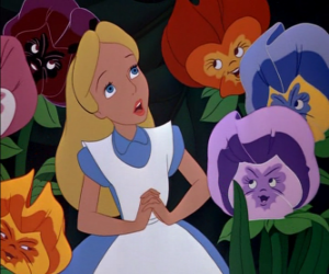 Puzle Alice conversando com as flores