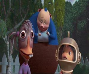 Puzle Amigos de Chicken Little, Abby Mallard, Runt e Fish
