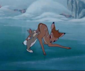 Puzle Bambi e Tambor no lago gelado