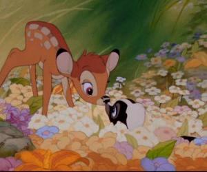 Puzle Bambi encontra um gambá que você está chamando Flor