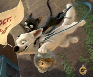 Puzle Bolt salta junto com Mittens e Rhino