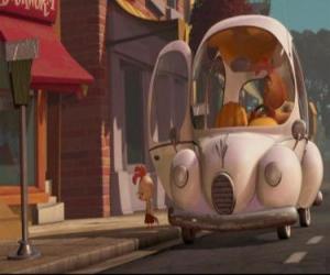 Puzle Chicken Little abaixar o carro dirigido por sua Brown Buck Cluck
