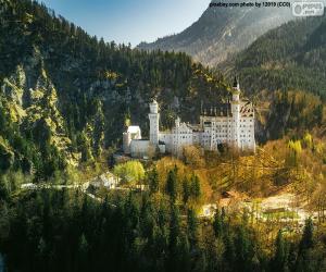 Puzle Enorme castelo cercado por bosques