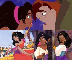 Puzle Esmeralda, a linda garota cigana que fica amiga de Quasimodo e mostra-lhe que sua alma é realmente bonita