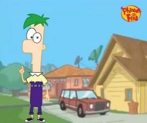 Puzle Ferb, um rapaz de 12 anos com o cabelo verde, inteligente e de poucas palavras