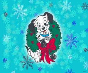 Puzle Filhote Dálmata pendurada em uma guirlanda de Natal