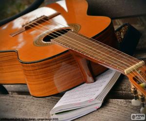 Puzle Guitarra acústica com seis cordas