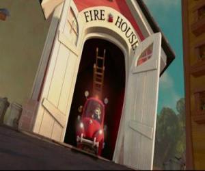 Puzle Incêndio de caminhão, deixando o quartel após o aviso de Chicken Little