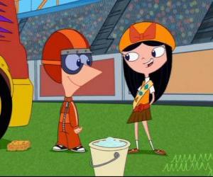 Puzle Isabella Garcia-Shapiro dando mentes Phineas antes da corrida