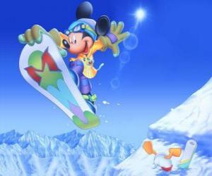 Puzle Mickey Mouse snowboard