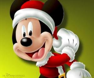 Puzle Mickey Mouse vestido de Papai Noel