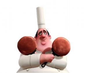 Puzle O chef Auguste Gusteau, com duas panelas