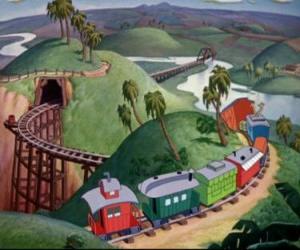 Puzle O circo cidade muda e se move neste trem
