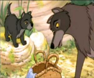 Puzle O lobo Raksha encontra na floresta um bebê perdido, Mogli