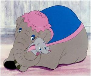 Puzle O pequeno Dumbo com a sua mãe