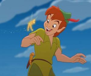 Puzle Peter Pan e Sininho falando nas nuvens