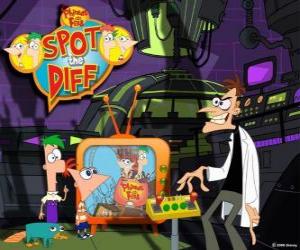 Puzle Phineas e Ferb Perry com seu animal de estimação no laboratório do Dr. Heinz Doofenshmirtz