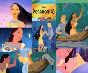 Puzle Pocahontas, a filha do chefe Powhatan, que se apaixona pelo capitão John Smith.