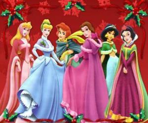 Puzle Princesas da Disney com as decorações de Natal