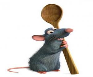 Puzle Remy, o rato cozinheiro que aspira a ser um chef com uma colher de cozinha 