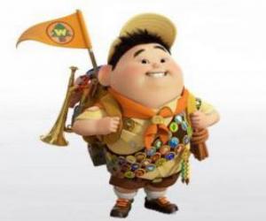 Puzle Russell, o aventureiro com a sua mochila cheia com tudo o necessário