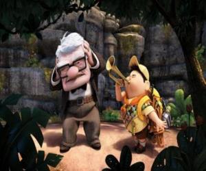 Puzle Russell tocando a trompete ao lado de Carl