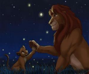 Puzle Simba com o seu pai Mufasa, o Rei Leão