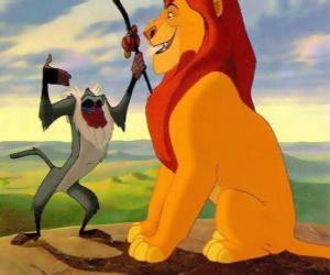 Puzle Simba e Rafiki, o babuíno conselheiro