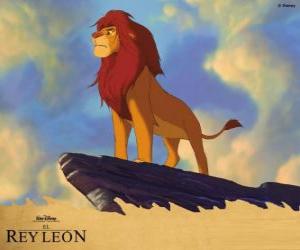 Puzle Simba, o novo Rei Leão, nas rochas