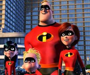 Puzle Sr. Incrível, Elastigirl, Violeta e Flecha