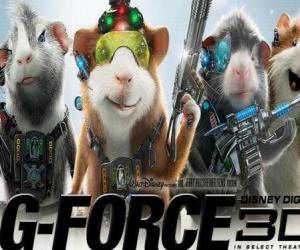 Puzle Três membros da equipe G-Force: Agentes Juarez, Blaster e Darwin