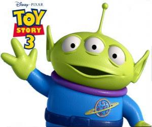Puzle Um alienígena com três olhos, um dos Squeeze Toy Aliens