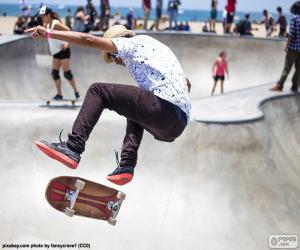 Puzle Um skatista ou skater praticando com o skate