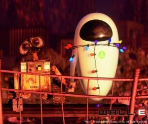 Puzle Wall-E e Eve felices, de mãos dadas