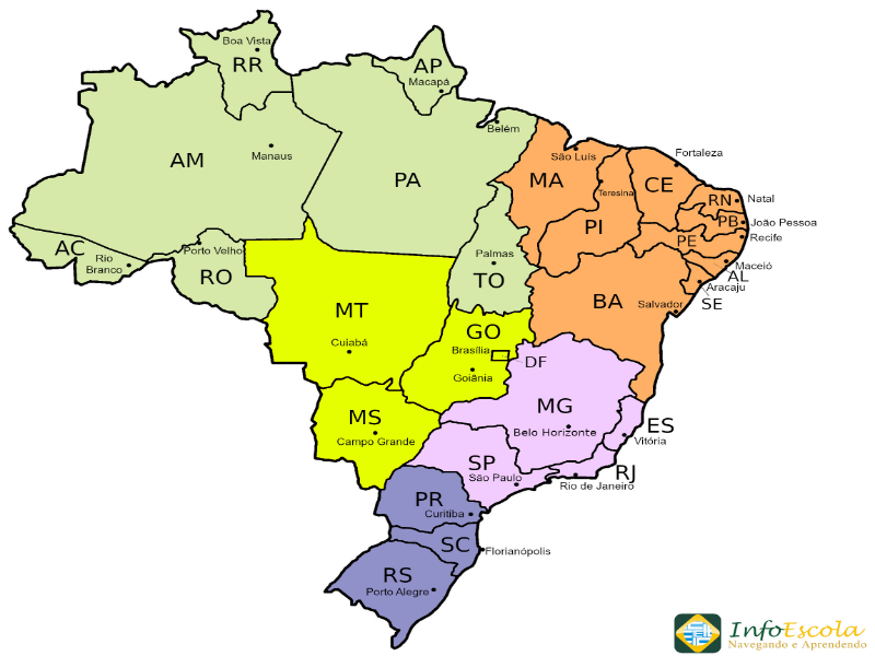 Puzzle de um mapa com os estados e capitais brasileiros destacados. puzzle
