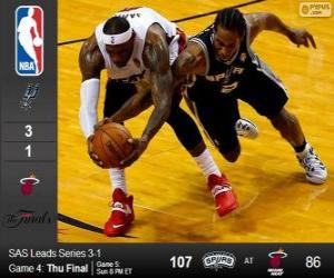 Puzle 2014 NBA finais, quarto jogo, San Antonio Spurs 107 - Miami Heat 86