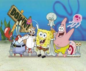 Puzle Bob Esponja e alguns de seus amigos