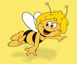 Puzle A abella Maia voando feliz