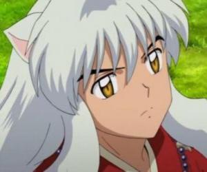 Puzle A cabeça de Inuyasha com seus longos cabelos