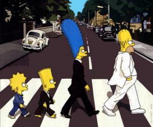 Puzle A família Simpson ao atravessar a rua muito elegante