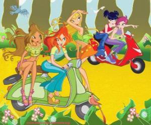 Puzle A motocicleta Winx Club