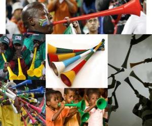 Puzle A vuvuzela, é uma espécie de trompete longos, utilizados pelos fãs para animar suas equipes, o recurso no Sul-Africano de futebol.