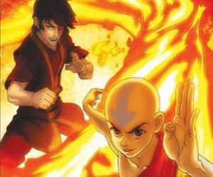 Puzle Aang e Zuko luta