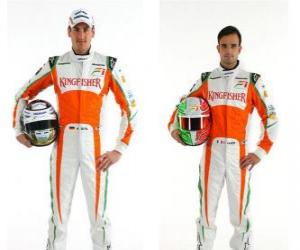 Puzle Adrian Sutil e Vitantonio Liuzzi, piloto da Scuderia Force India F1