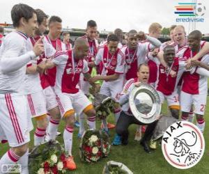 Puzle Ajax Amsterdã, campeão da liga de futebol holandesa Eredivisie 2013-2014